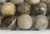 CSL159 15.5 inches 10mm faceted 

round sliver leaf jasper beads