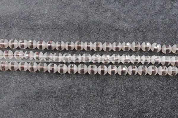CSQ508 15.5 inches 10mm faceted round matte smoky quartz beads