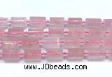 CTB943 15 inches 13*25mm - 14*19mm faceted tube rose quartz beads
