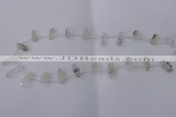 CTD1137 Top drilled 6*15mm - 8*20mm nuggets white crystal beads