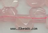 CTD314 Top drilled 15*18mm - 18*20mm faceted freeform rose quartz beads