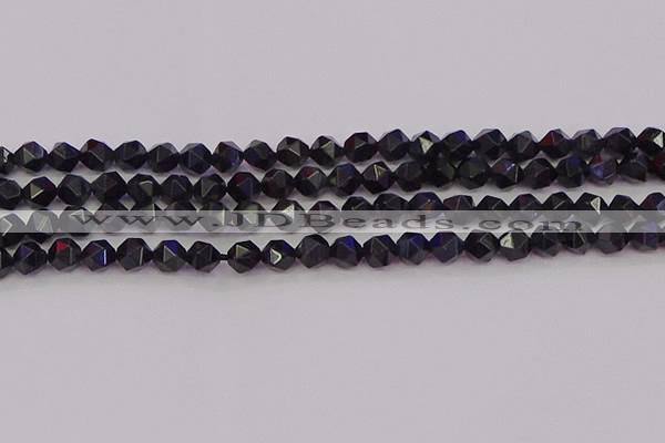 CTE1981 15.5 inches 6mm faceted nuggets blue tiger eye beads