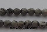 CTG215 15.5 inches 3mm faceted round tiny grey picture jasper beads