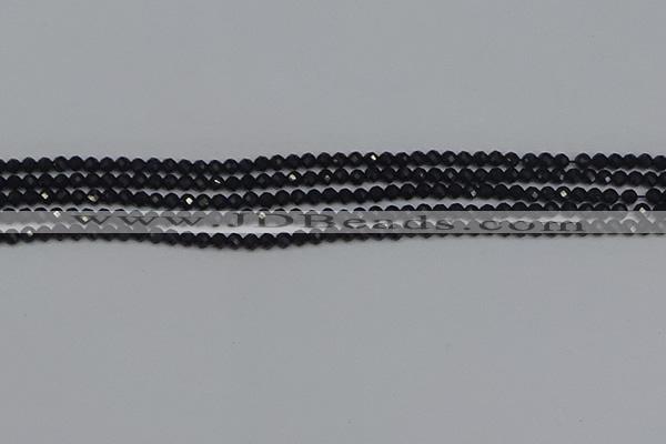 CTG643 15.5 inches 2mm faceted round black tourmaline beads