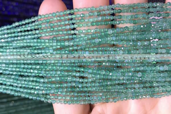CTG827 15.5 inches 2mm faceted round tiny green agate beads