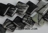 CTJ63 15.5 inches 14*14mm diamond black water jasper beads wholesale