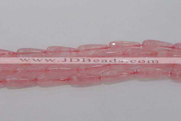 CTR133 15.5 inches 10*30mm faceted teardrop rose quartz beads