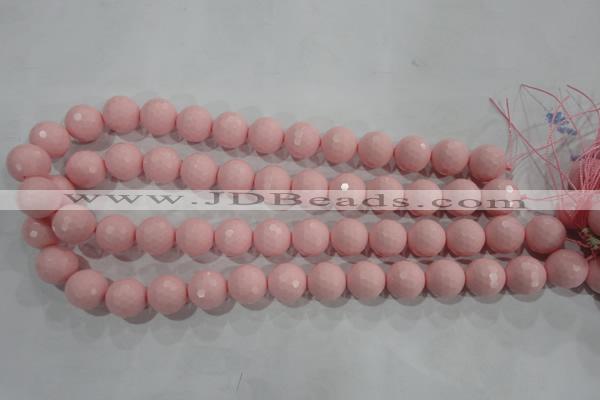 CTU1516 15.5 inches 14mm faceted round synthetic turquoise beads