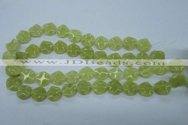 CTW300 15.5 inches 16mm wavy coin olive jade gemstone beads