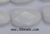 CTW507 15.5 inches 20*30mm faceted & twisted white porcelain beads