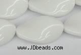 CTW99 15.5 inches 18*30mm twisted oval white agate gemstone beads