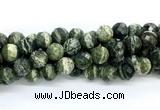 CZJ583 15.5 inches 10mm faceted round green zebra jasper gemstone beads