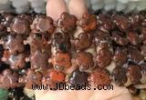 FGBS280 15 inches 15mm carved five petal flower brecciated jasper beads