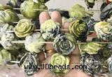 FGBS283 Top drilled 15*30mm carved rose flower lemon turquoise beads wholesale