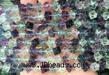 FGBS291 15 inches 6*6mm carved cube fluorite gemstone beads