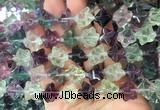 FLBS62 15 inches 10*10mm carved cross flower fluorite gemstone beads wholesale