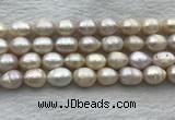 FWP206 15 inches 10mm - 11mm rice white freshwater pearl strands