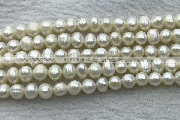 FWP44 14.5 inches 5mm - 5.5mm potato white freshwater pearl strands