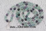 GMN1120 Hand-knotted 8mm, 10mm fluorite 108 beads mala necklaces with charm