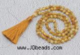 GMN221 Hand-knotted 6mm golden tiger eye 108 beads mala necklaces with tassel