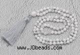 GMN242 Hand-knotted 6mm white howlite 108 beads mala necklaces with tassel