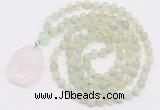 GMN4616 Hand-knotted 8mm, 10mm New jade 108 beads mala necklace with pendant