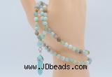 GMN5910 Hand-knotted 6mm matte amazonite 108 beads mala necklaces with pendant