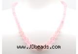 GMN7325 rose quartz graduated beaded necklace & bracelet set