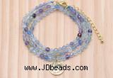 GMN7461 4mm faceted round fluorite beaded necklace with constellation charm