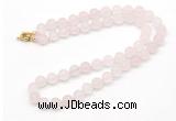 GMN7632 18 - 36 inches 8mm, 10mm matte rose quartz beaded necklaces