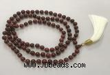GNBS63 Hand-knotted 10mm red sandalwood 108 beads mala necklace with tassel