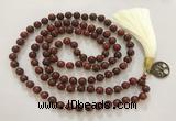 GNBS78 Hand-knotted 10mm red sandalwood 108 beads mala necklace with tassel & charm