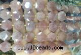 HABS17 15 inches 12mm faceted hexagon rose quartz beads wholesale