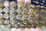 HABS27 15 inches 12mm faceted hexagon elephant skin jasper beads wholesale