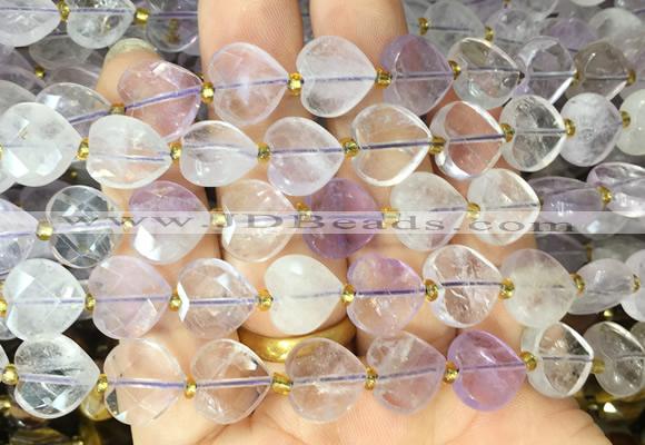HGBS117 15 inches 12mm faceted heart amethyst beads wholesale