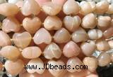 HGBS138 15 inches 15mm heart Moonstone beads wholesale