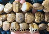 HGBS146 15 inches 28mm heart picture jasper gemstone beads wholesale