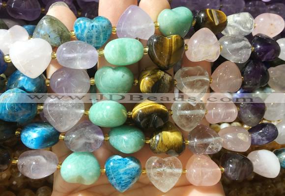 HGBS149 15 inches 15mm heart colorful gemstone beads wholesale