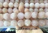 LSBS1007 15 inches 19mm carved round morganite gemstone beads wholesale