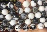 LSBS12 15 inches 16mm faceted round black & white jasper beads wholesale