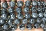 LSBS14 15 inches 16mm faceted round black labradorite beads wholesale
