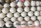 LSBS19 15 inches 16mm faceted round white fossil jasper beads wholesale