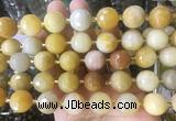 LSBS213 15 inches 16mm faceted round yellow jade beads wholesale