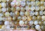 LSBS240 15 inches 14mm round yellow gum flower crystal beads wholesale