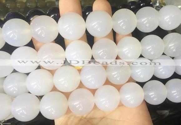 LSBS257 15 inches 20mm round white agate gemstone beads wholesale
