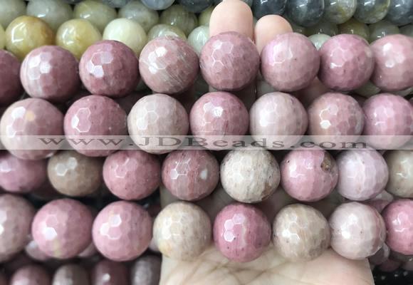 LSBS260 15 inches 20mm faceted round pink wooden jasper beads wholesale