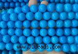 LSBS281 15 inches 14mm round dark blue howlite turquoise gemstone beads wholesale