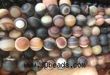 LSBS291 15 inches 14mm round matte banded agate gemstone beads wholesale