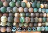 LSBS293 15 inches 14mm round matte banded agate gemstone beads wholesale