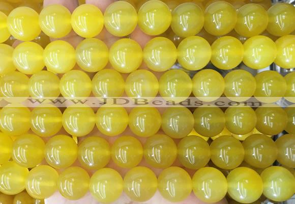 LSBS355 15 inches 14mm round yellow agate gemstone beads wholesale
